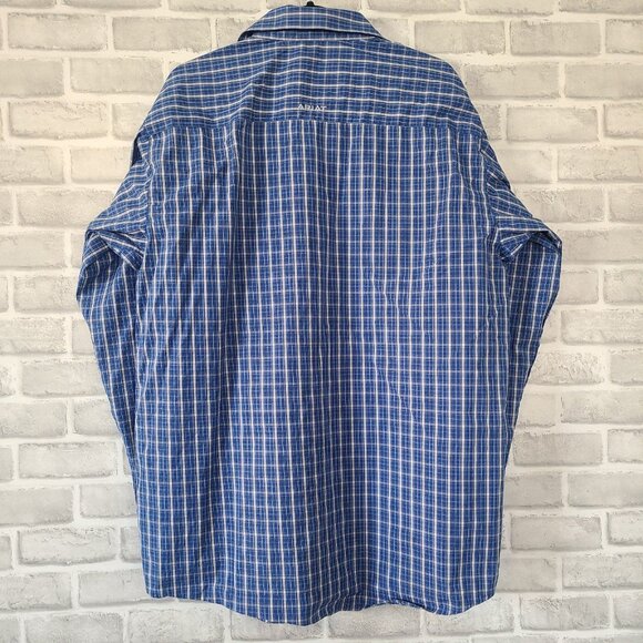 Ariat Pro Series Iverness Performance Snap Shirt Blue PIaid Western L Long Sleev - Picture 2 of 7